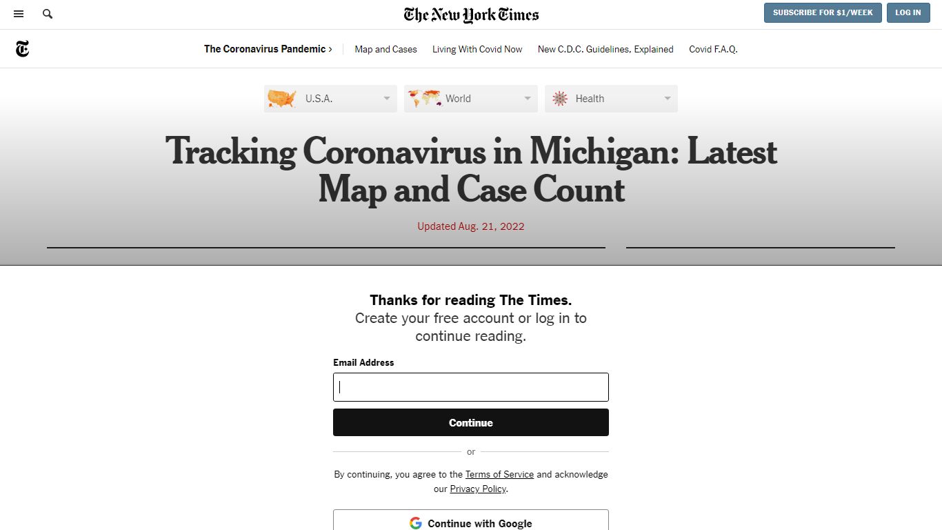 Michigan Coronavirus Map and Case Count - The New York Times
